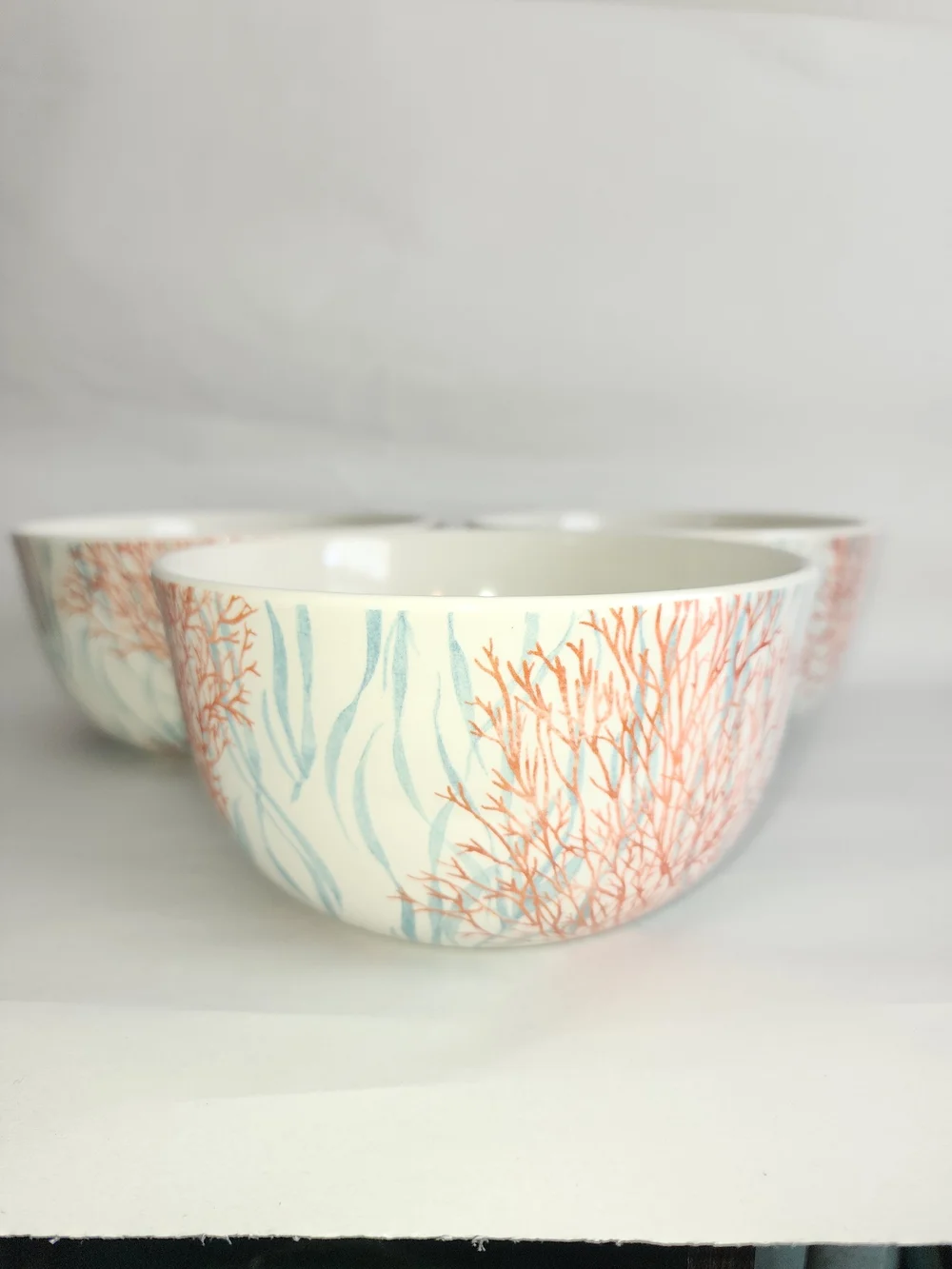 Cracker Barrel Susan Winget Coral Stoneware Bowls – Set of 3